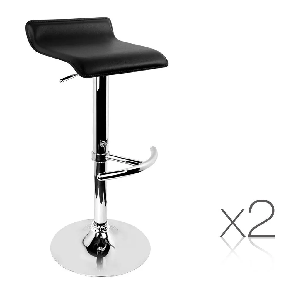 Artiss Set of 2 PU Leather Bar Stools - Black