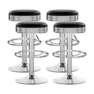 Artiss Set of 4 PU Leather Backless Bar Stools - Black and Chrome