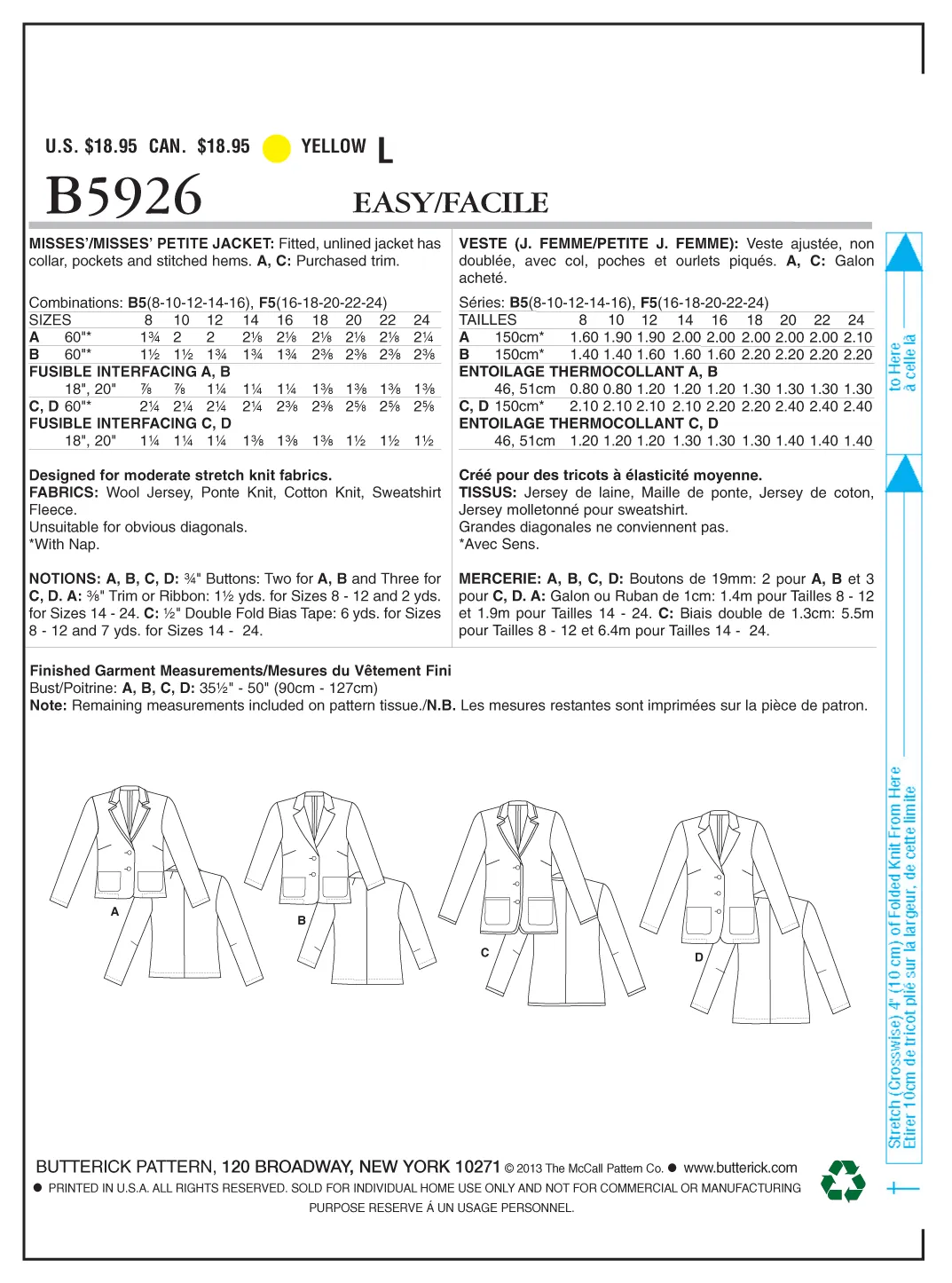 B5926 Misses'/Misses' Petite Jacket