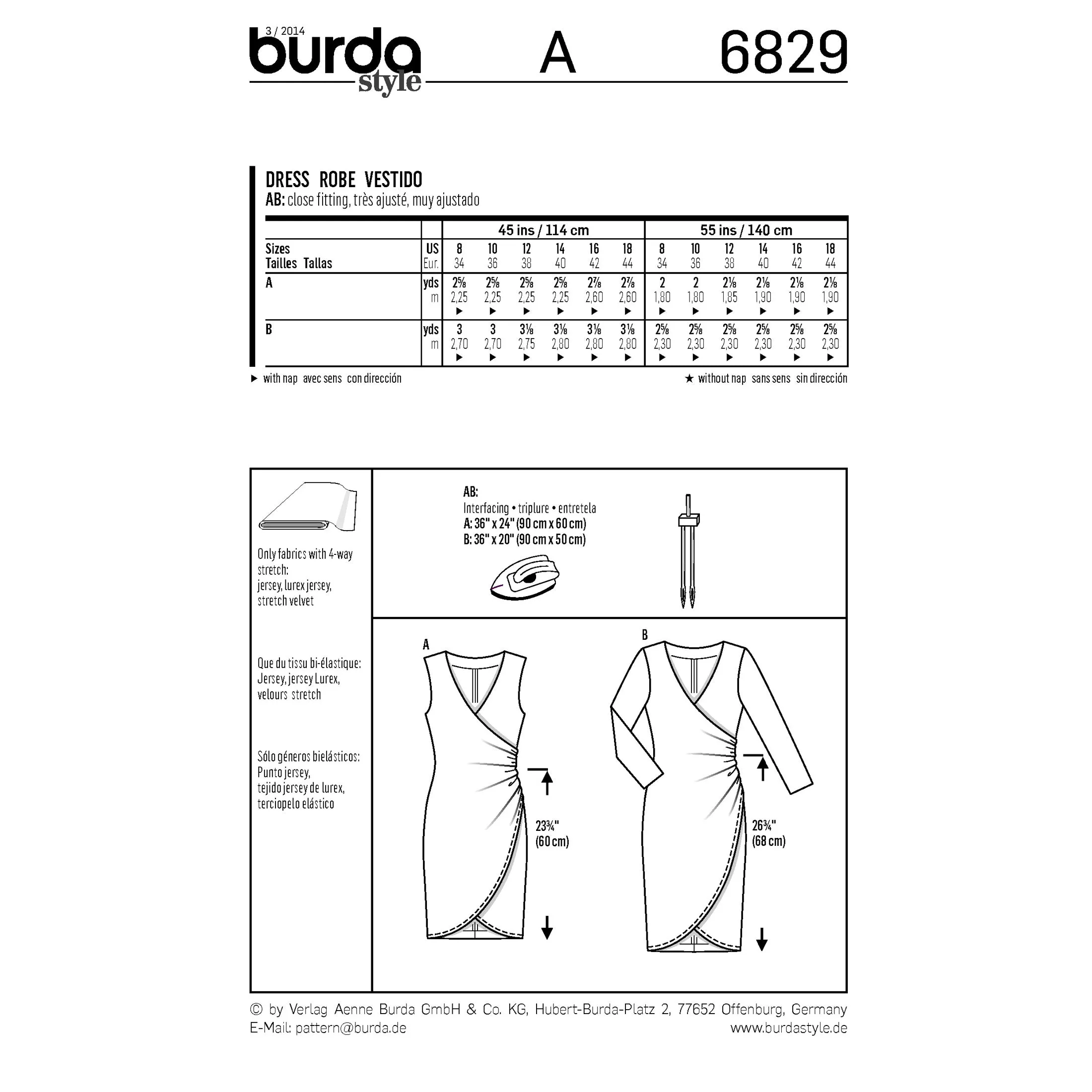 BURDA - 6829 Ladies Dress Evening