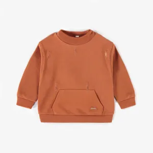 Chandail caramel en jersey de coton biologique doux, naissance  || Caramel sweatshirt in soft organic cotton jersey, newborn