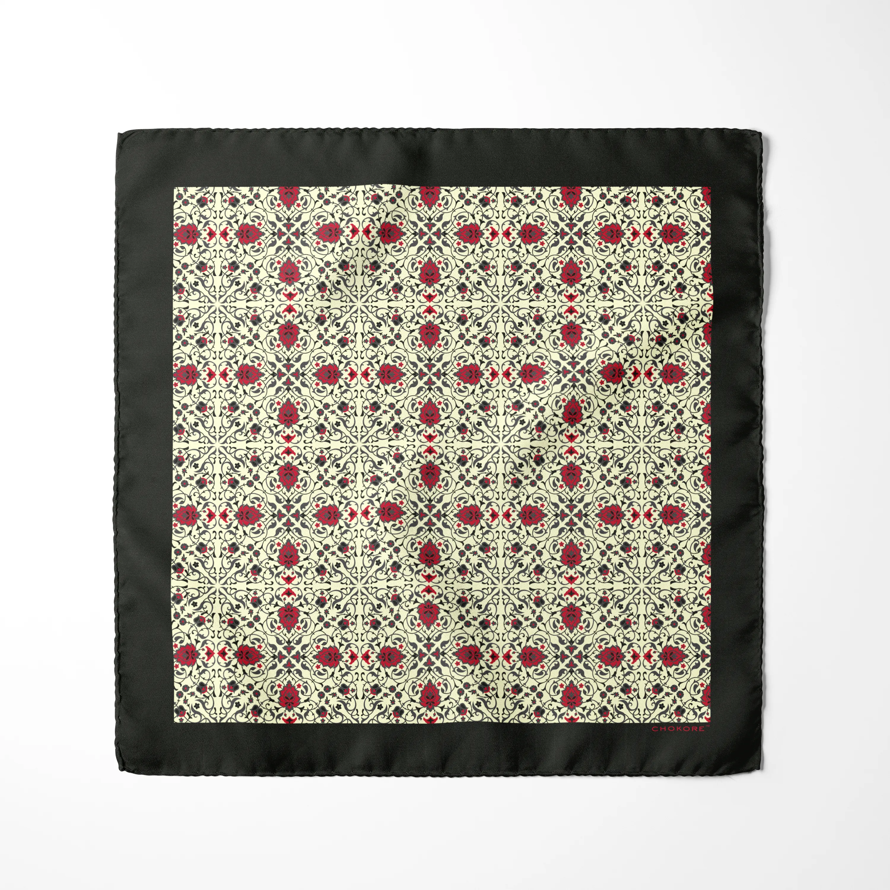 Chokore Black & Off-white Silk Pocket Square - Indian at Heart Range