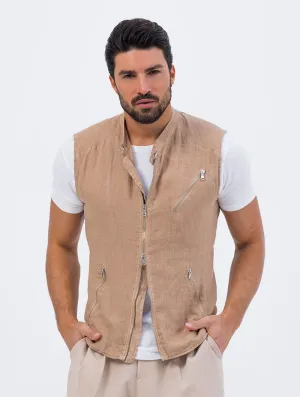 COLT BIKER VEST IN CAMEL