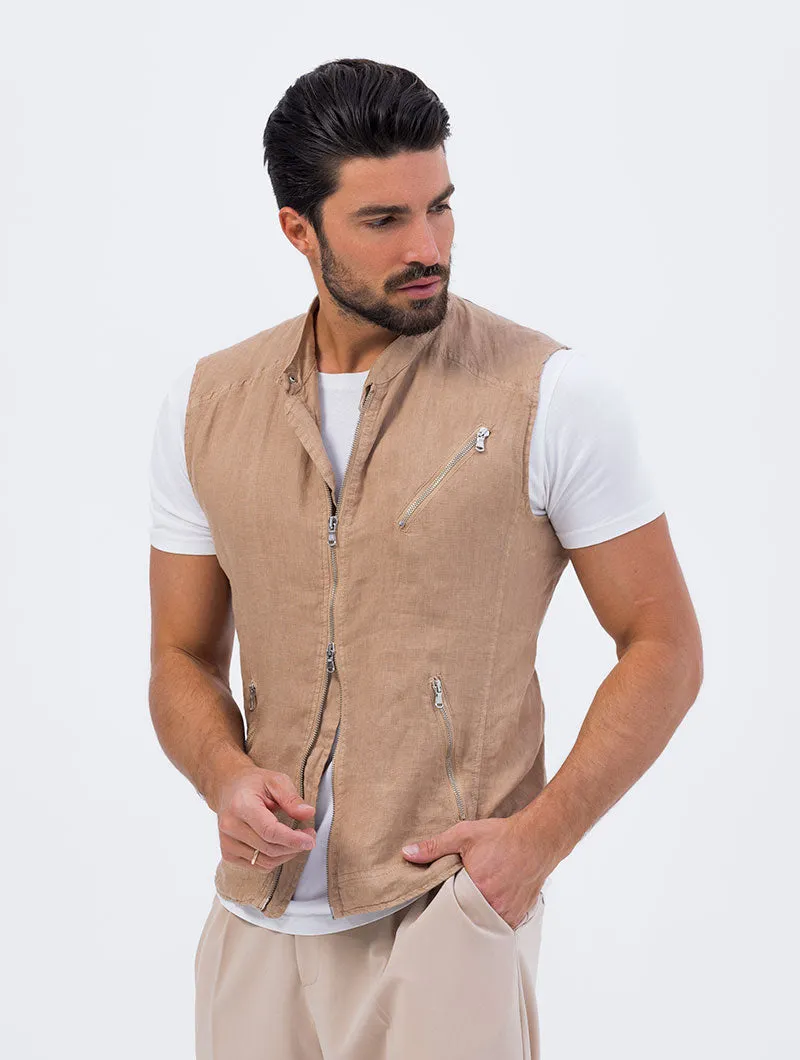 COLT BIKER VEST IN CAMEL