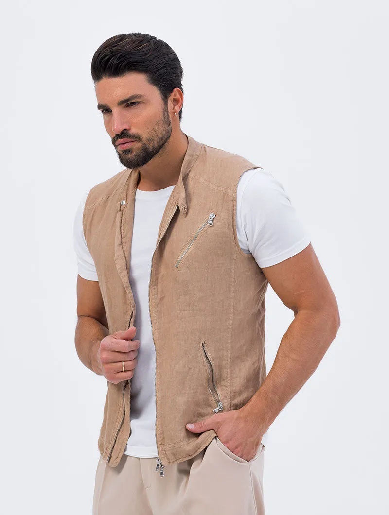 COLT BIKER VEST IN CAMEL