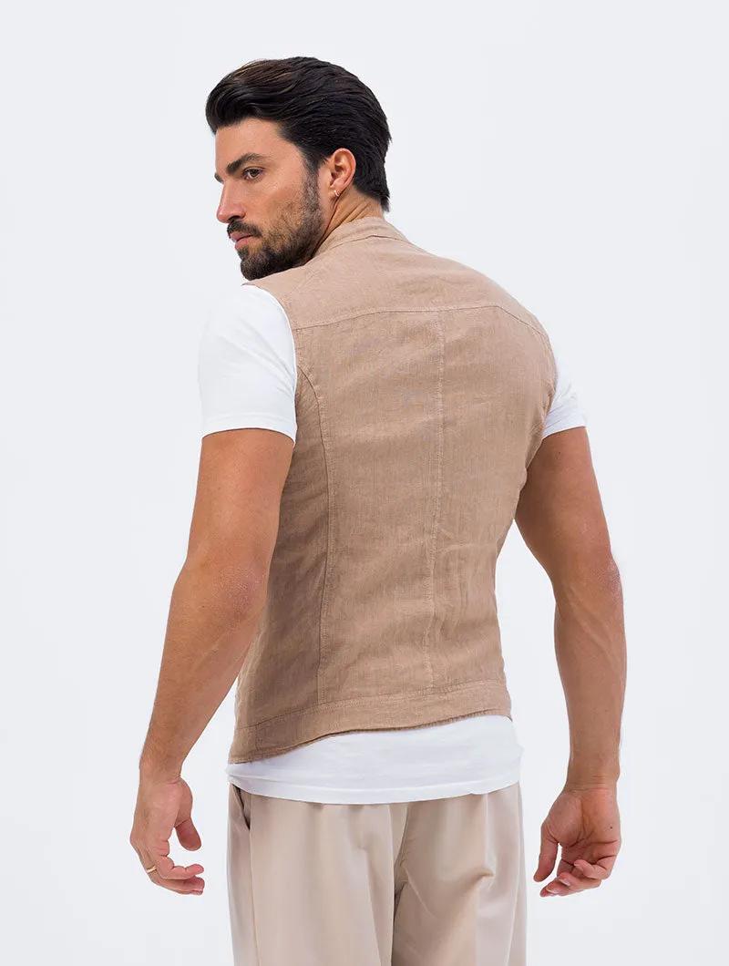 COLT BIKER VEST IN CAMEL