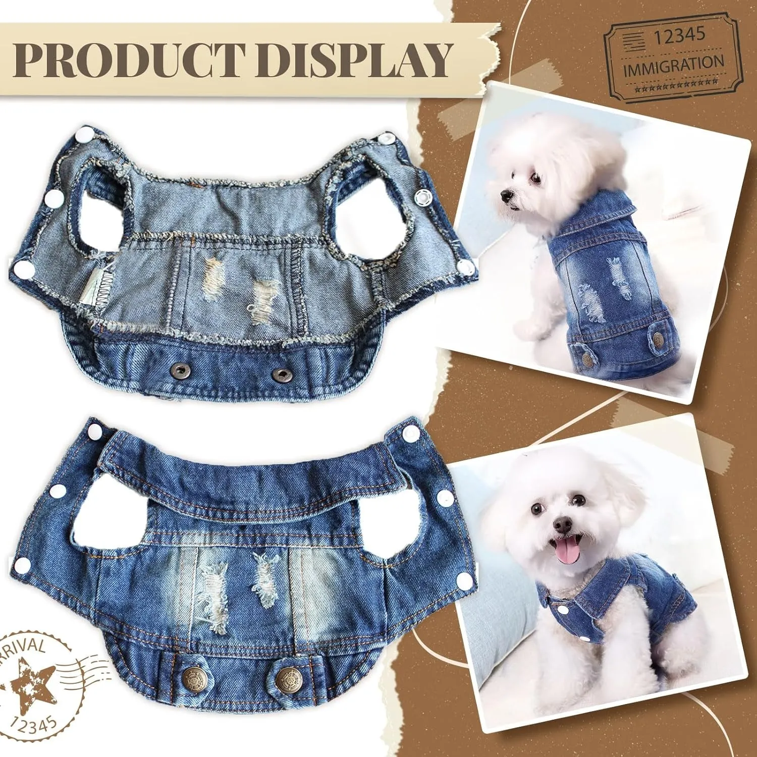 Cool Blue Dog Jean Jacket Small Pet Outfits Dog Clothes for Small Medium Dogs Cats Boys Girls Pet Vest Denim Coats Puppy Shirts Doggy Costume Clothing for Shih Tzu Chihuahua Yorkie Teacup