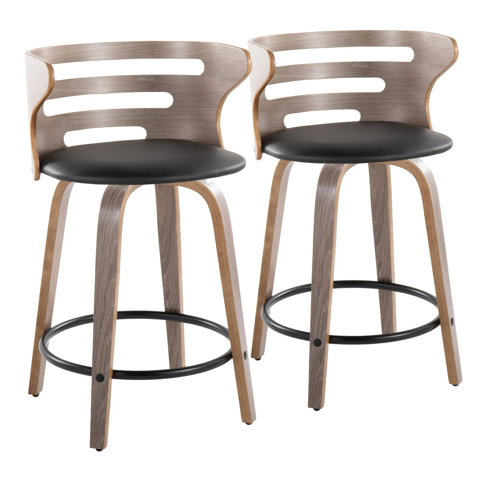 Cosini 24" Fixed-Height Counter Stool - Set of 2 By LumiSource - B24-COSIPU-GRTZQ2 LGYLGYBK2