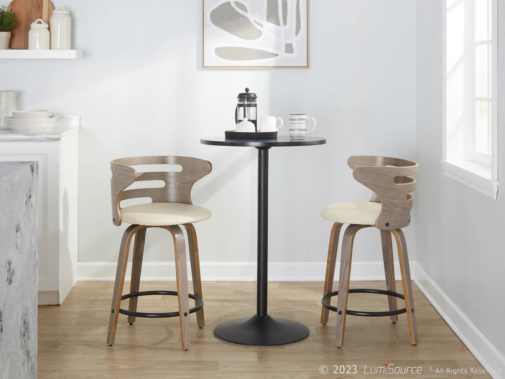 Cosini 24" Fixed-Height Counter Stool - Set of 2 By LumiSource - B24-COSIPU-GRTZQ2 LGYLGYBK2