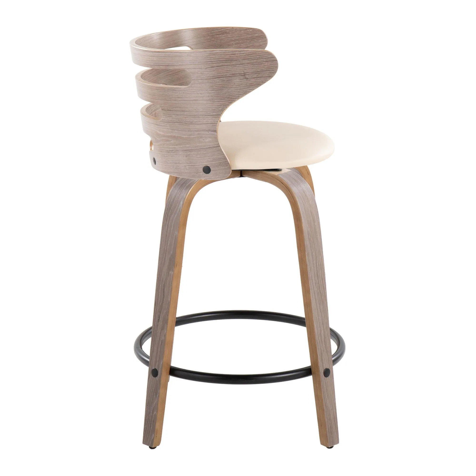 Cosini 24" Fixed-Height Counter Stool - Set of 2 By LumiSource - B24-COSIPU-GRTZQ2 LGYLGYBK2