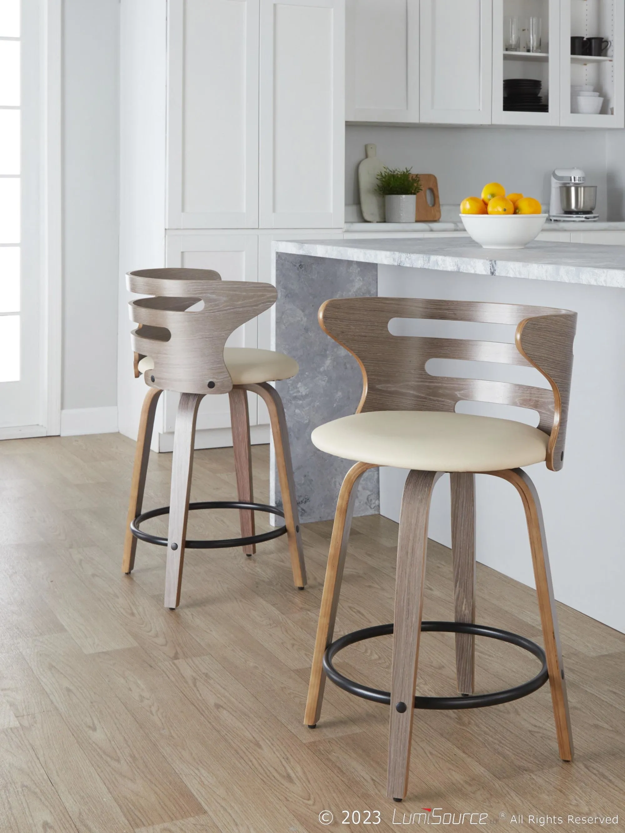 Cosini 24" Fixed-Height Counter Stool - Set of 2 By LumiSource - B24-COSIPU-GRTZQ2 LGYLGYBK2