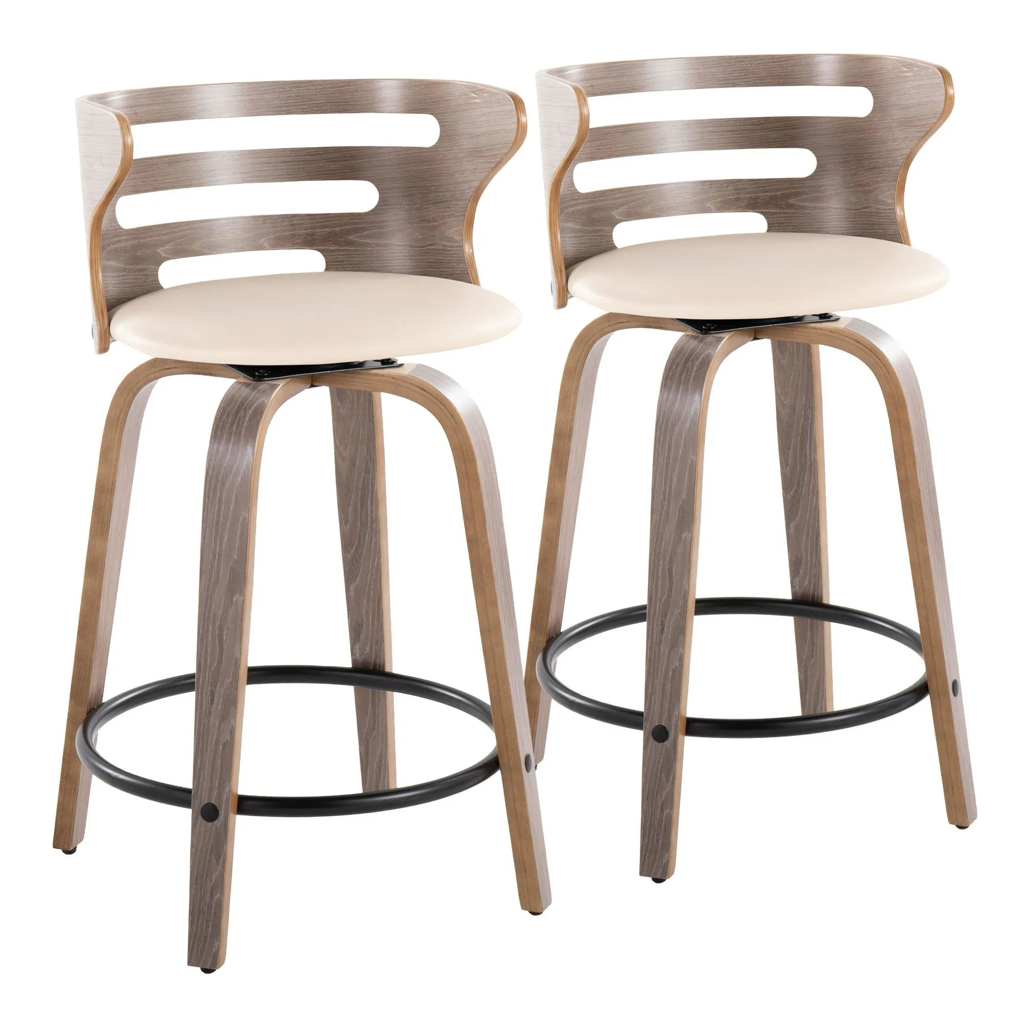 Cosini 24" Fixed-Height Counter Stool - Set of 2 By LumiSource - B24-COSIPU-GRTZQ2 LGYLGYBK2