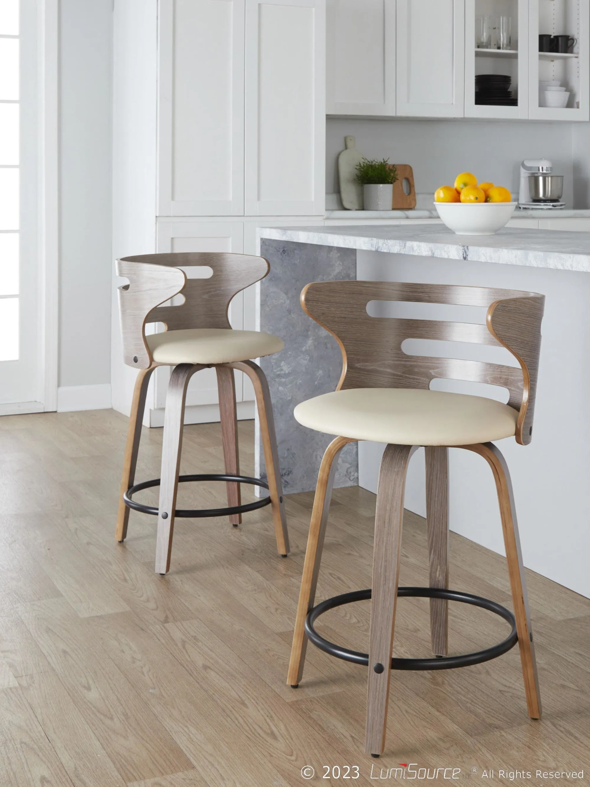 Cosini 24" Fixed-Height Counter Stool - Set of 2 By LumiSource - B24-COSIPU-GRTZQ2 LGYLGYBK2