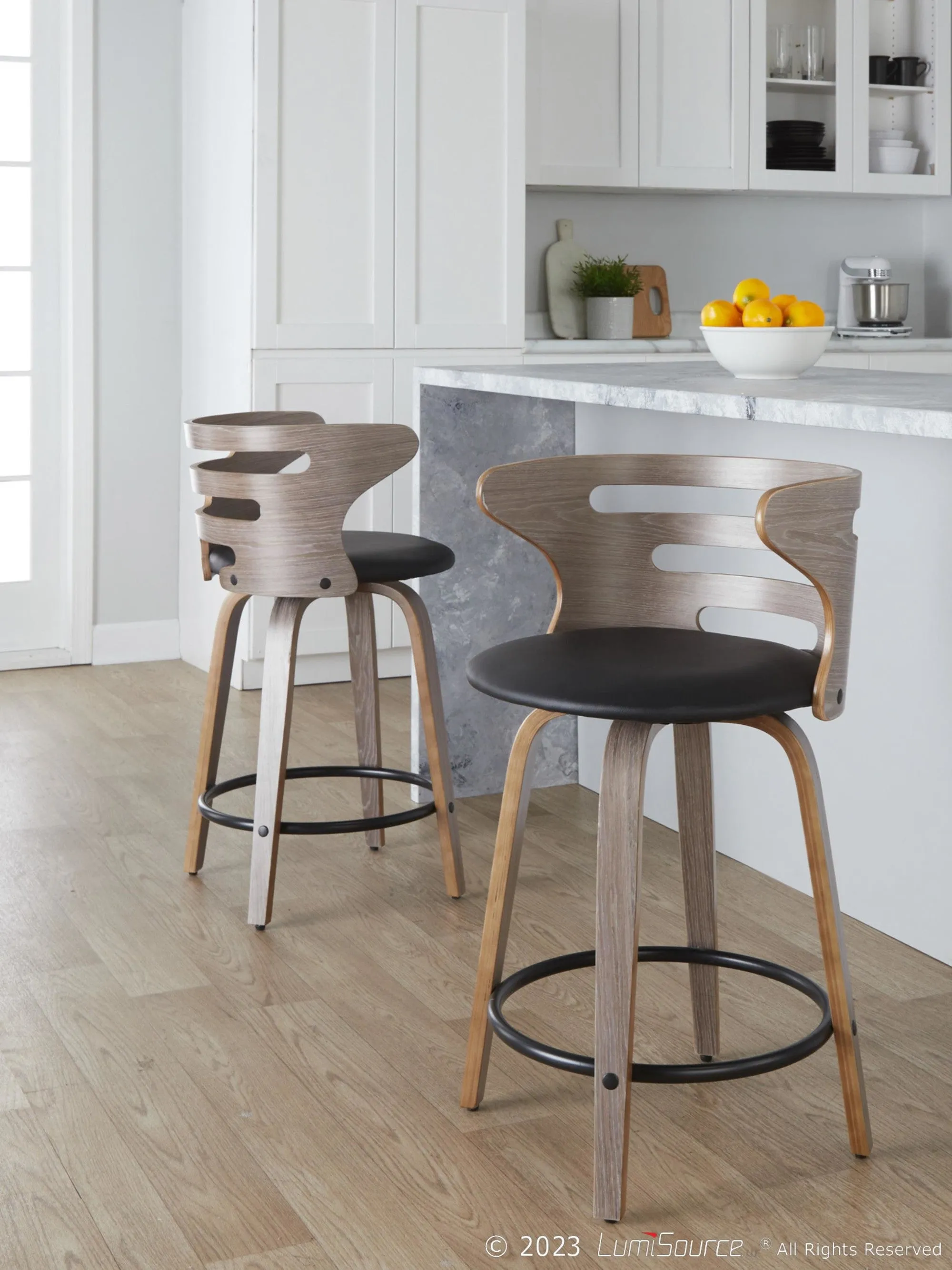 Cosini 24" Fixed-Height Counter Stool - Set of 2 By LumiSource - B24-COSIPU-GRTZQ2 LGYLGYBK2