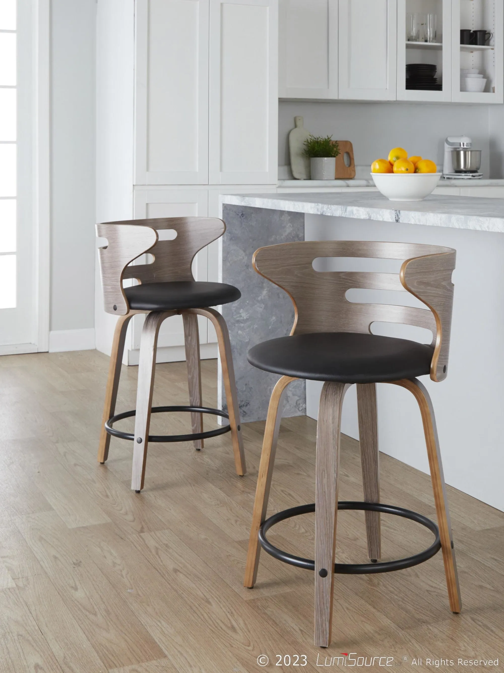 Cosini 24" Fixed-Height Counter Stool - Set of 2 By LumiSource - B24-COSIPU-GRTZQ2 LGYLGYBK2