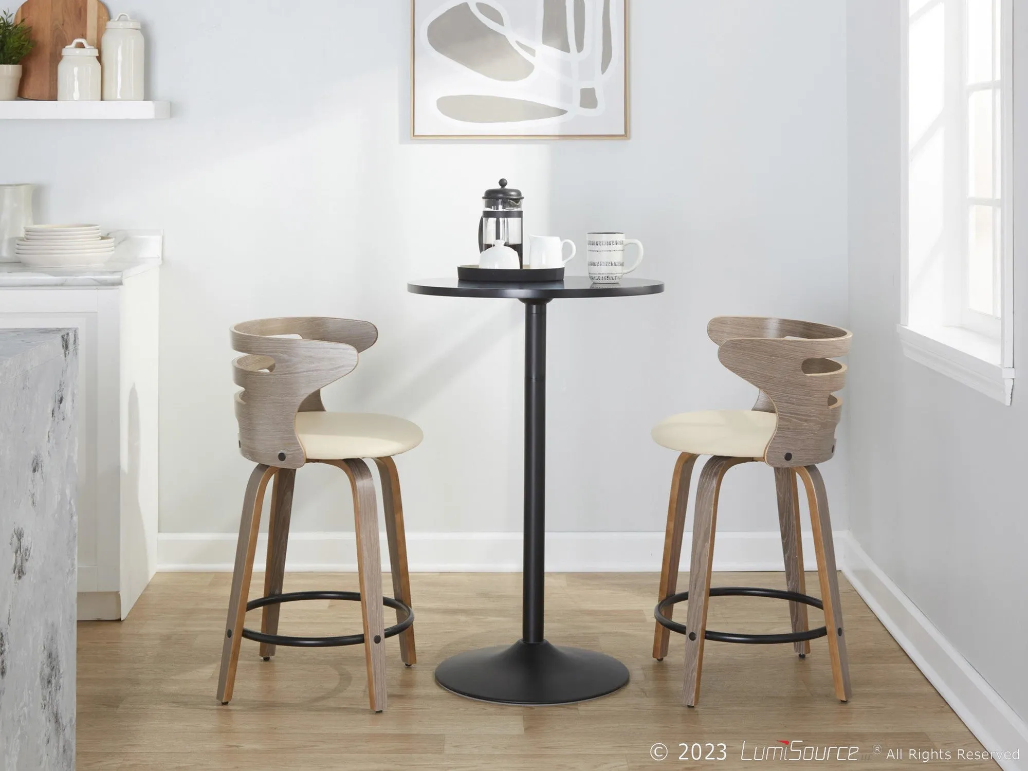 Cosini 24" Fixed-Height Counter Stool - Set of 2 By LumiSource - B24-COSIPU-GRTZQ2 LGYLGYBK2