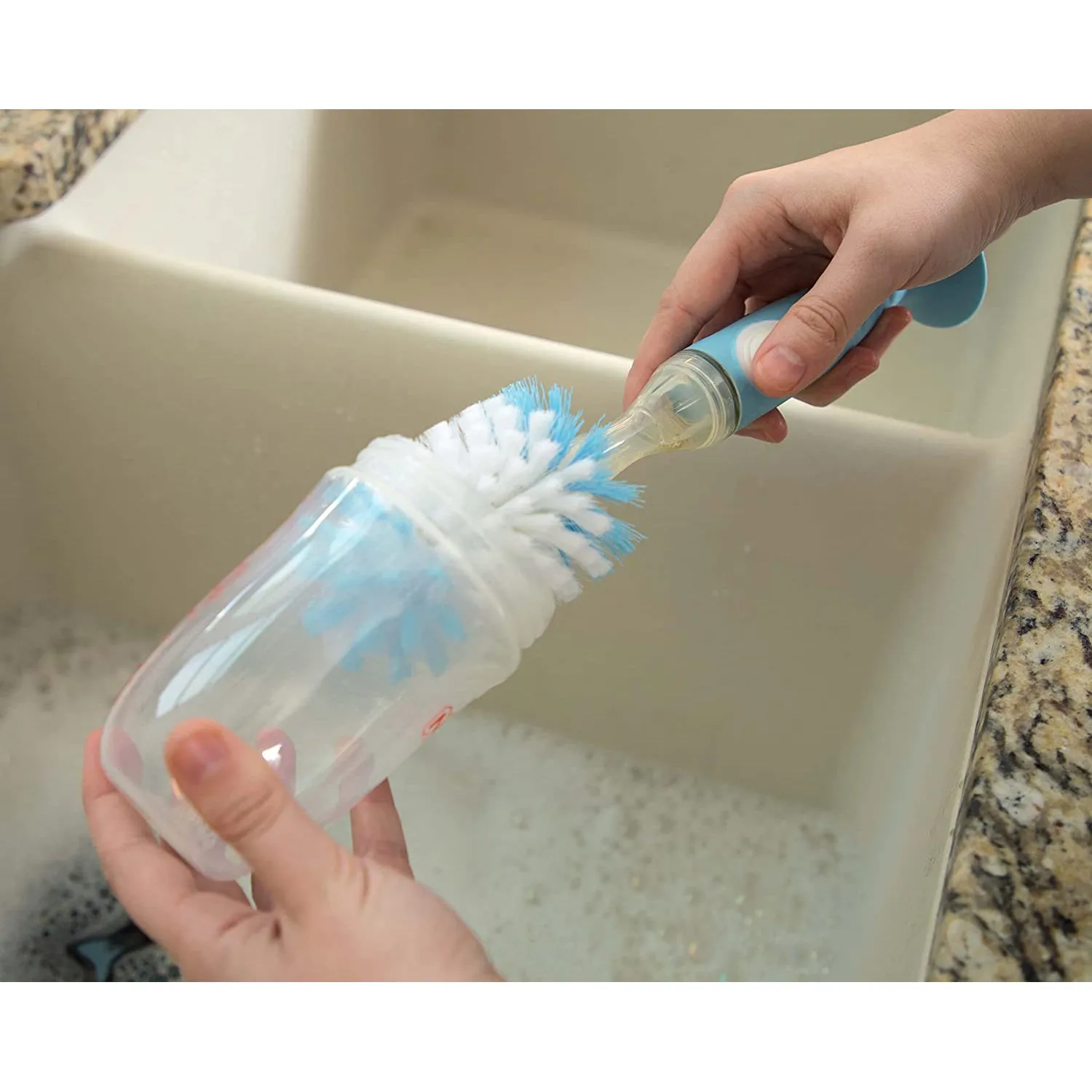 Easy Clean Soap Dispensing Brush with Suction Base