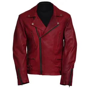 Frisco Motorcycle Easy Rider Red Leather Jacket