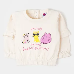 Infant Girls Sweatshirt Animals - W-White