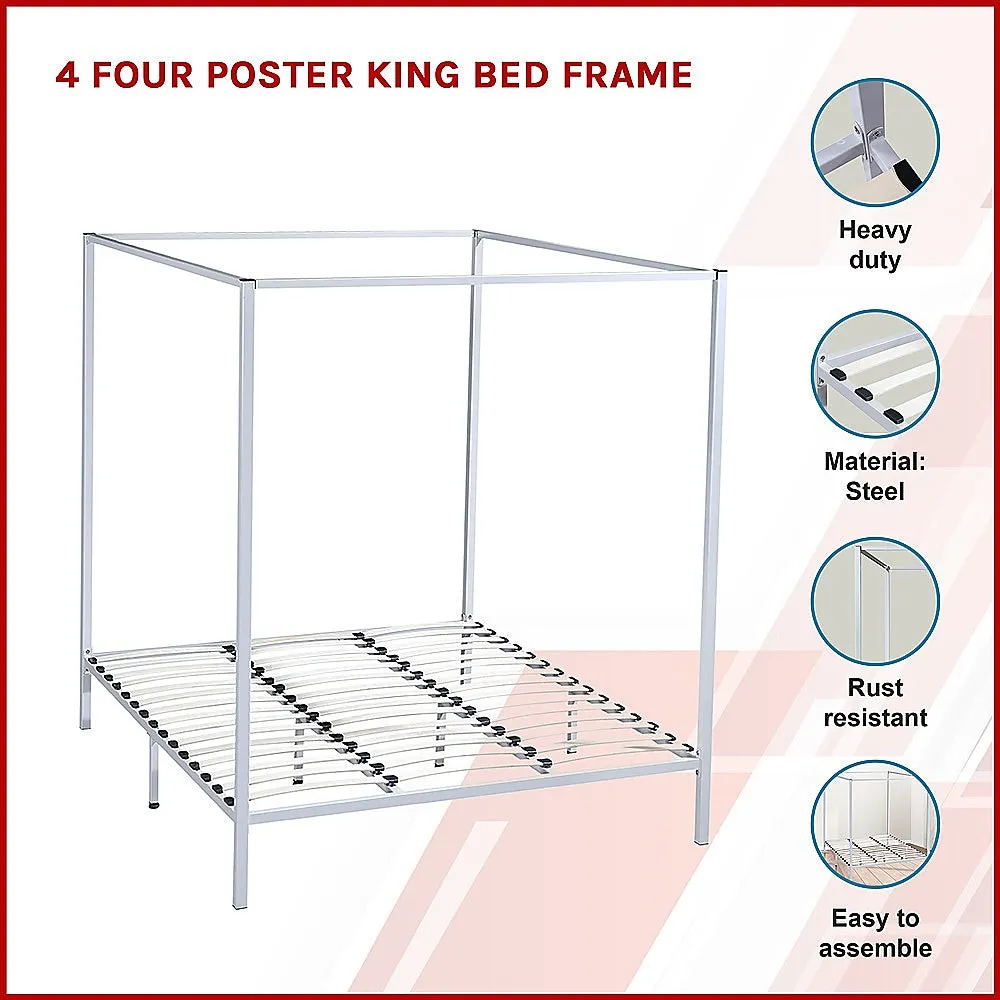 Lilian Four Poster Bed Frame - Cream King