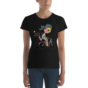 Lovely Bicycle Girl Women T-Shirts