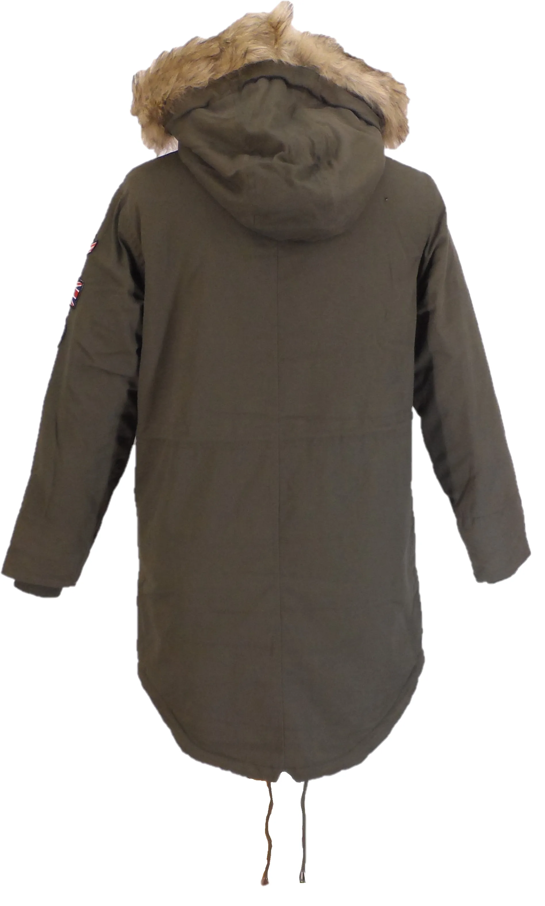 Mens Khaki Fishtail Fully Sherpa Lined Parka Coat