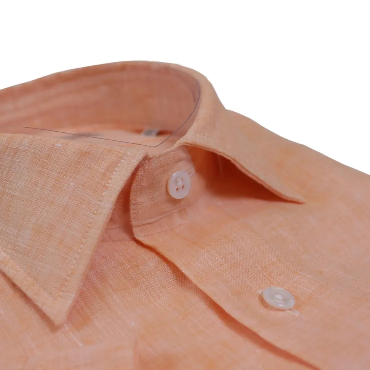 Orange Pure Italian Linen Short-Sleeve Shirt