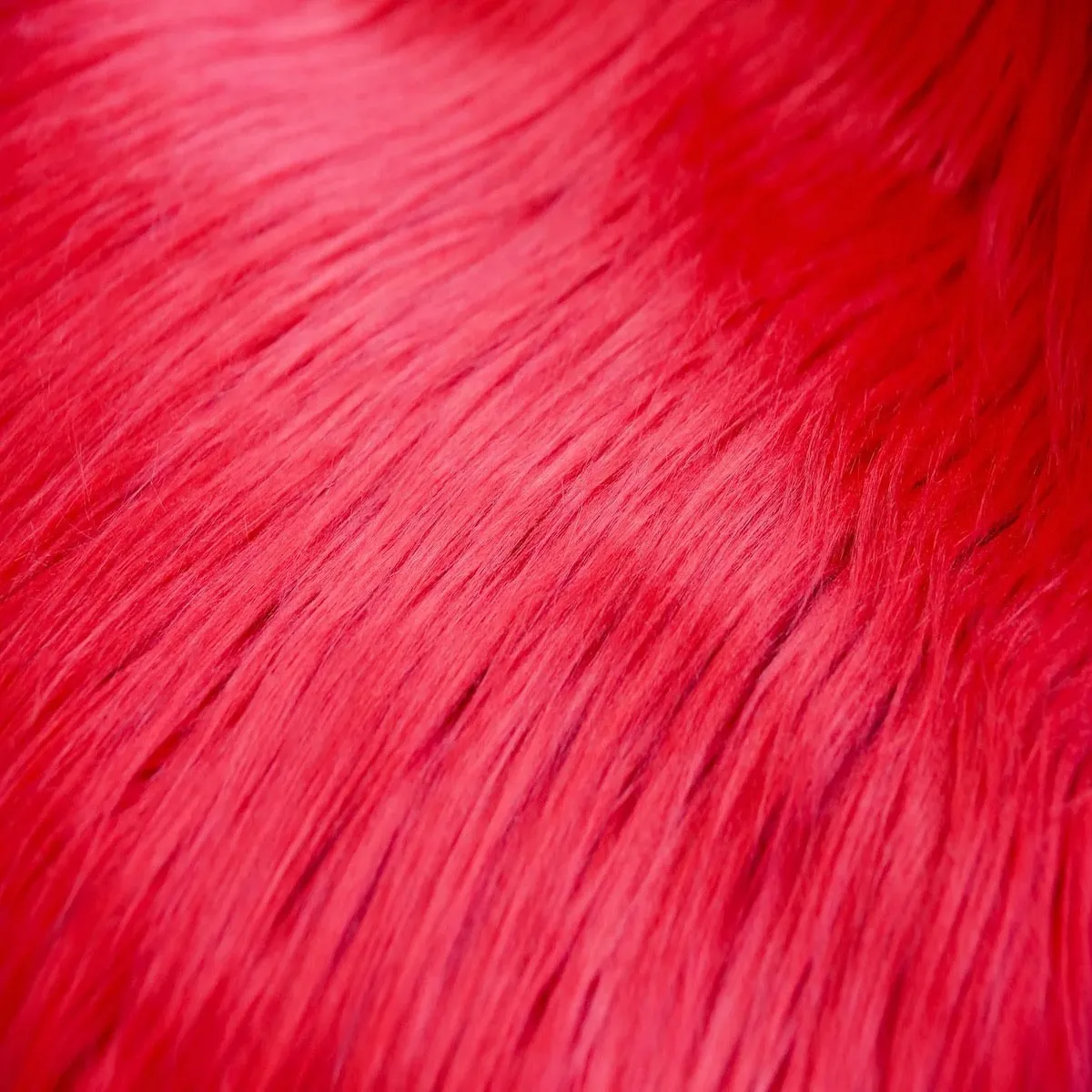 Red Shaggy Long Pile Faux Fur Fabric (4")