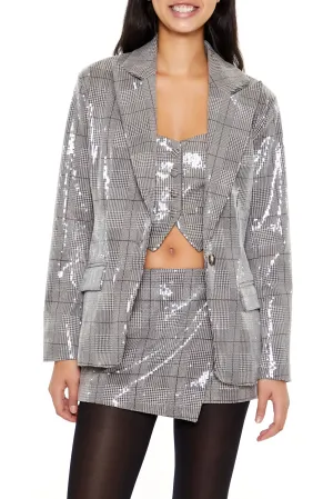 Sequin Plaid Blazer