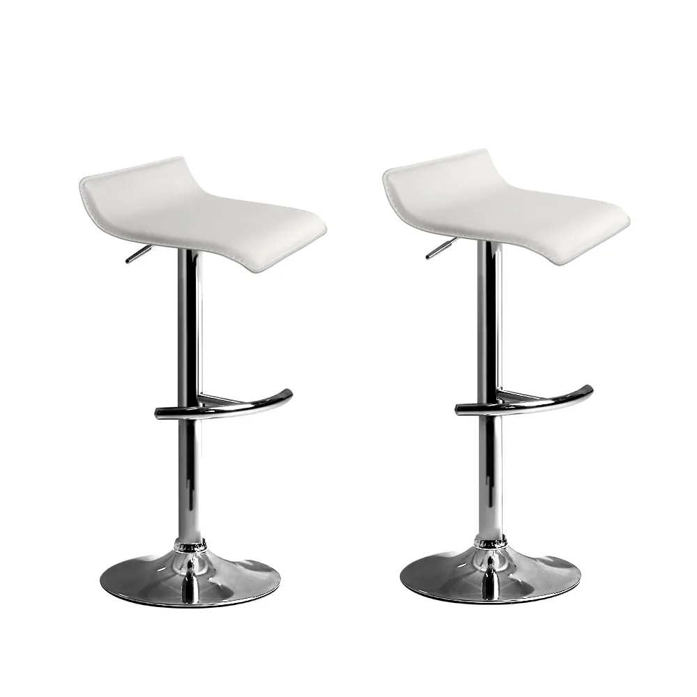 Set of 2 Terni PU Leather Wave Style Bar Stools - White