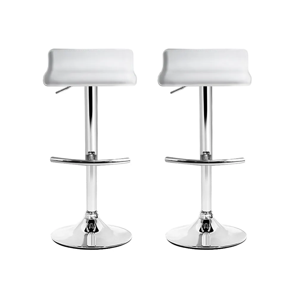 Set of 2 Terni PU Leather Wave Style Bar Stools - White