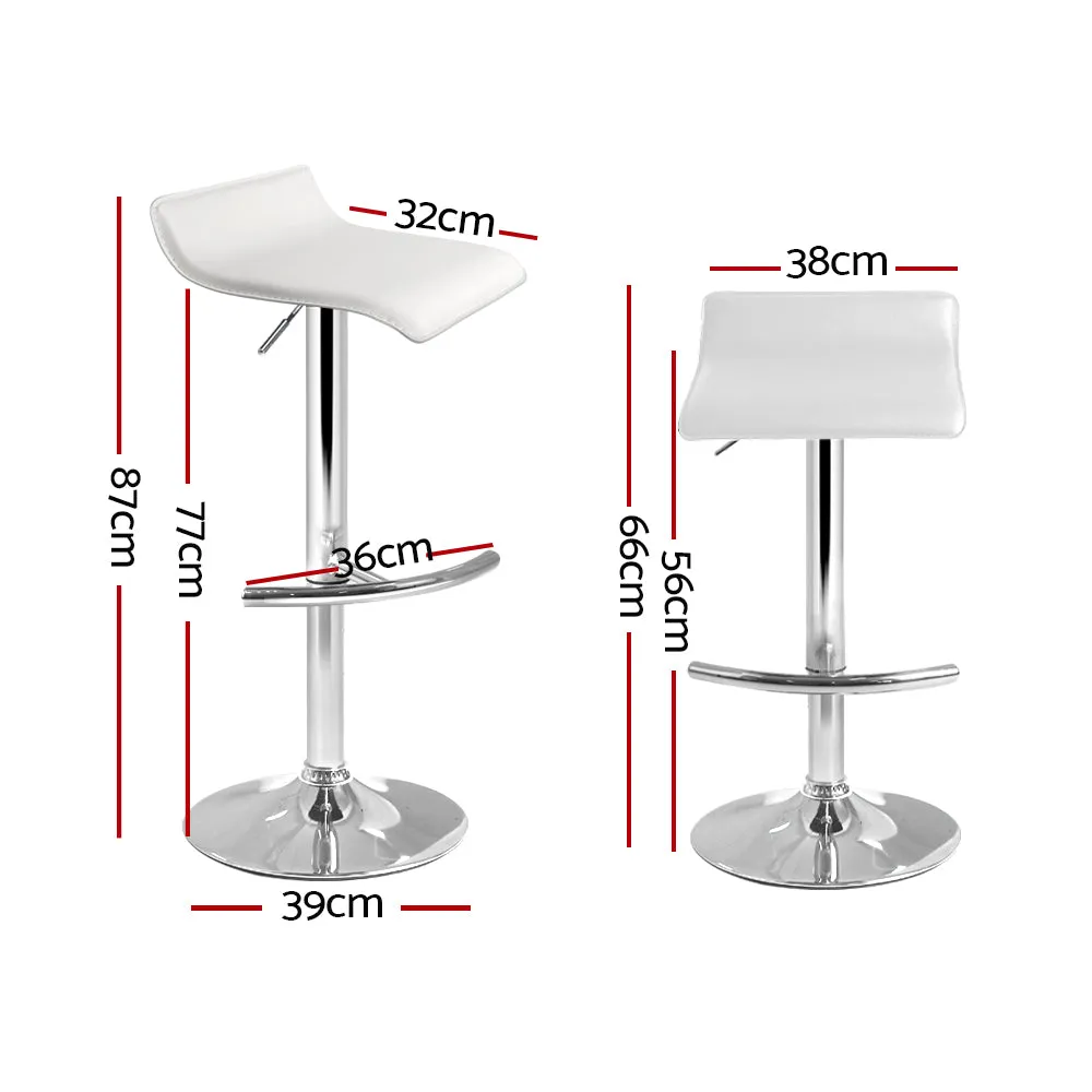 Set of 2 Terni PU Leather Wave Style Bar Stools - White