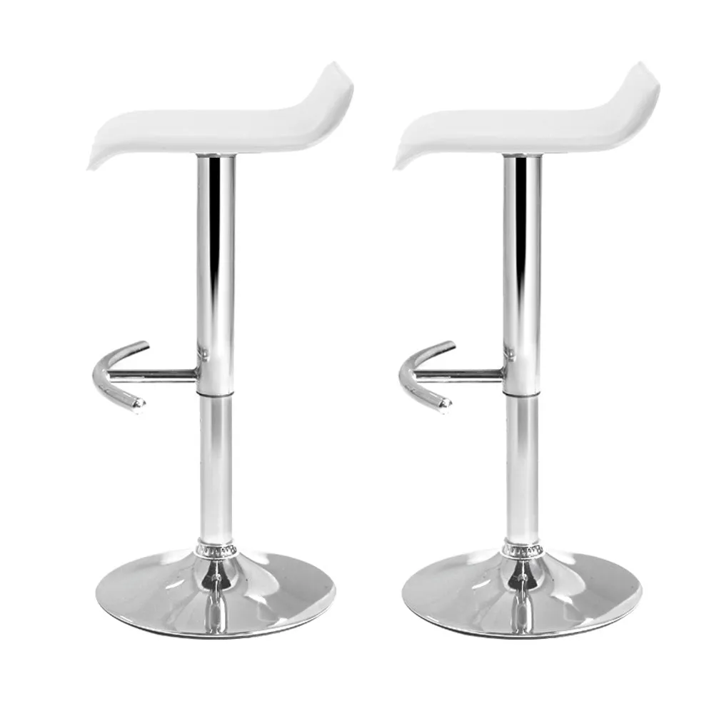 Set of 2 Terni PU Leather Wave Style Bar Stools - White