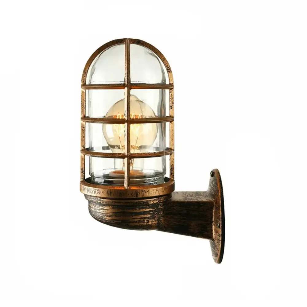 Single Transparent Glass Wall Lamp with Wire Cage - Loft Capsule in Pink/Blue/Rust