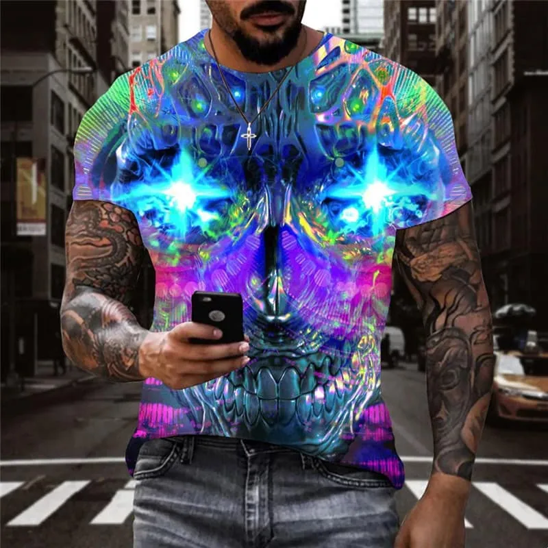 Skull T-shirt Men Music Funny T shirts Colorful T-shirts 3d Party Anime Clothes