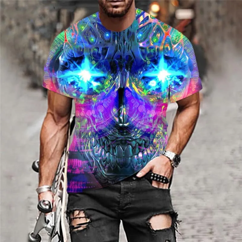 Skull T-shirt Men Music Funny T shirts Colorful T-shirts 3d Party Anime Clothes