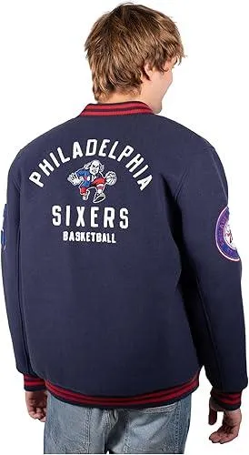 Ultra Game NBA Official Men’s Game Time Varsity Jacket - Unisex, Philadelphia 76ers, Team Color|Philadelphia 76ers