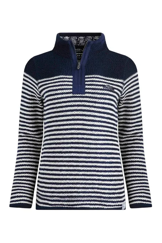 Weird Fish Juliet Stripe 1/4 Zip Eco Macaroni