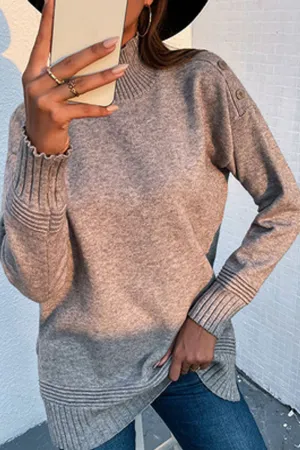 Women Knitted Long Sleeve Turtle Neck Superb Solid Colored Winter Pullover Warm Sweater - WST88520