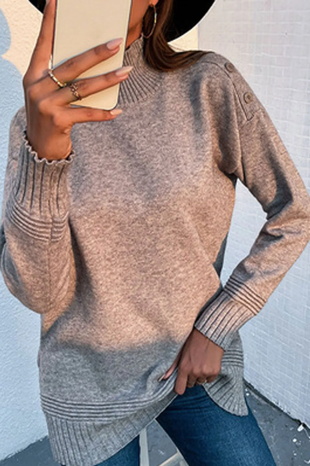 Women Knitted Long Sleeve Turtle Neck Superb Solid Colored Winter Pullover Warm Sweater - WST88520